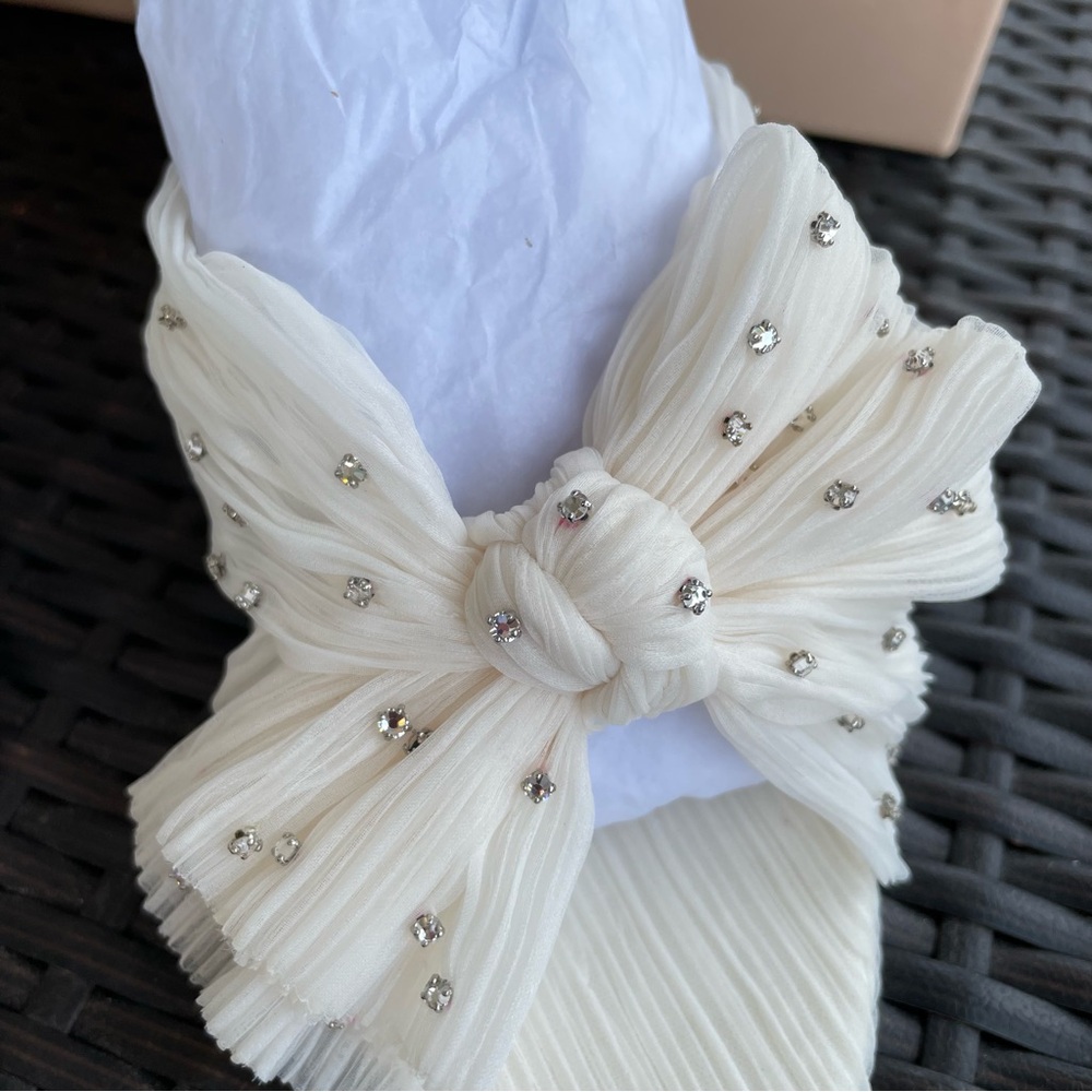Loeffler Randall Camellia Pleated Knot Rhinestone Heeled Sandal Size 10 (NWB) - Picture 4 of 10